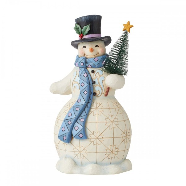 BONHOMME DE NEIGE TENANT UN ARBRE DE NOEL - JIM SHORE HEARTWOOD CREEK