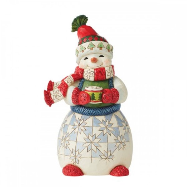 BONHOMME DE NEIGE AVEC CHOCOLAT CHAUD - JIM SHORE HEARTWOOD CREEK