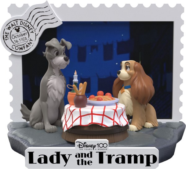DIORAMA LA BELLE ET LE CLOCHARD - DISNEY 100TH ANNIVERSAIRE D-STAGE