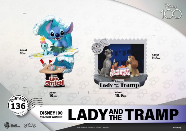 DIORAMA LA BELLE ET LE CLOCHARD - DISNEY 100TH ANNIVERSAIRE D-STAGE